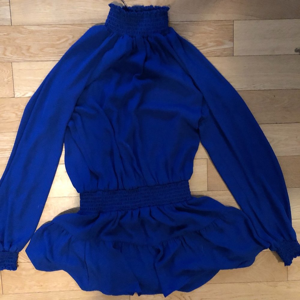 BRAND NEW Cobalt long sleeve, never worn turtle neck flowy mini dress
